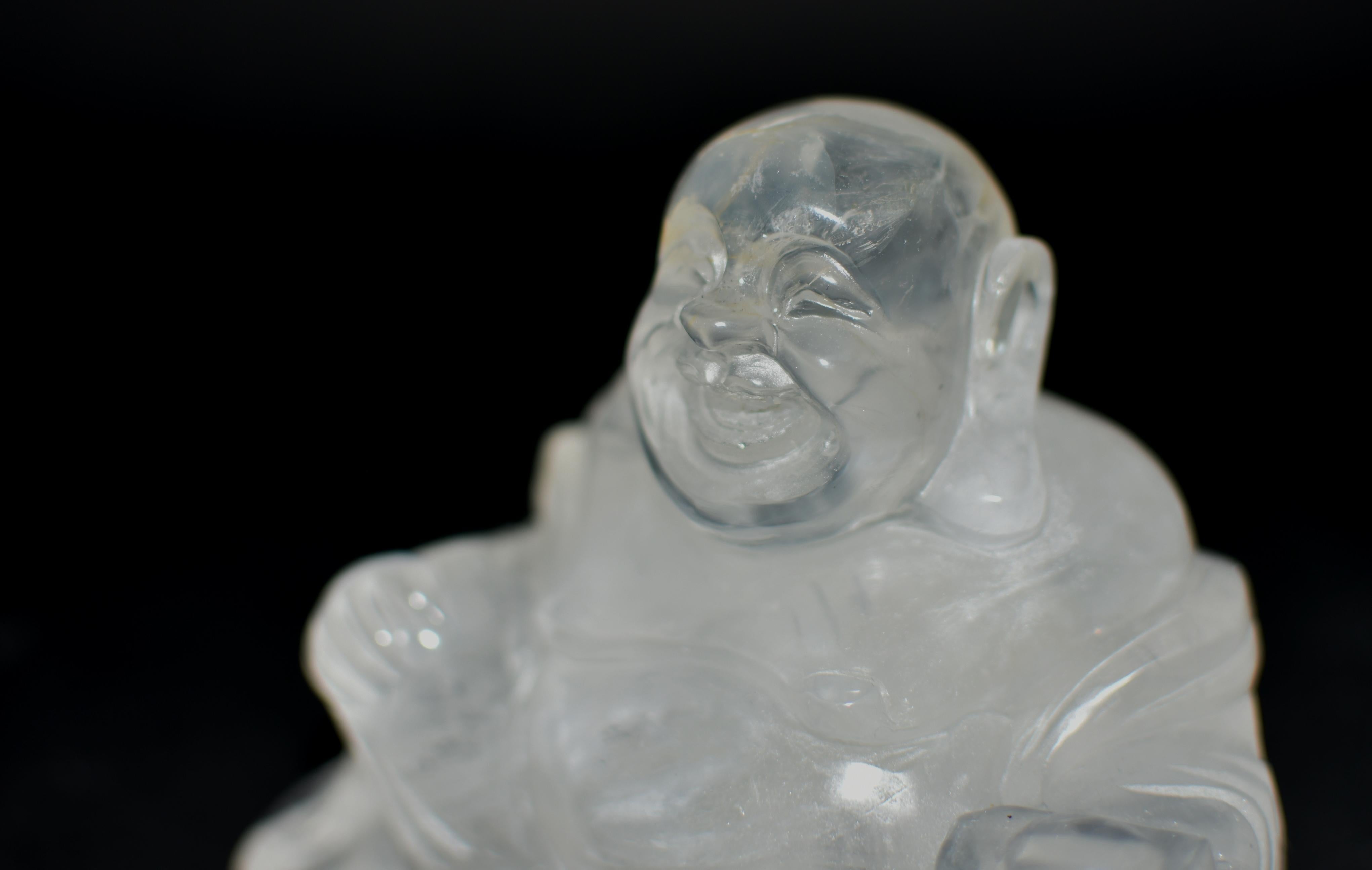Rock Crystal Happy Buddha Statue For Sale 1