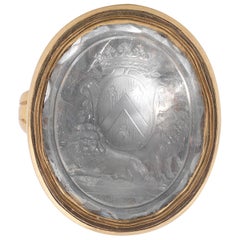 Intaglio en cristal de roche représentant un blason français:: fin du 18e siècle