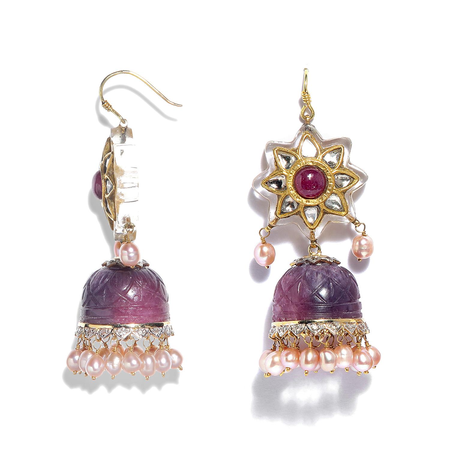 purple jhumka earrings