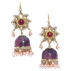 Rock crystal jhumkas by Vintage Intention