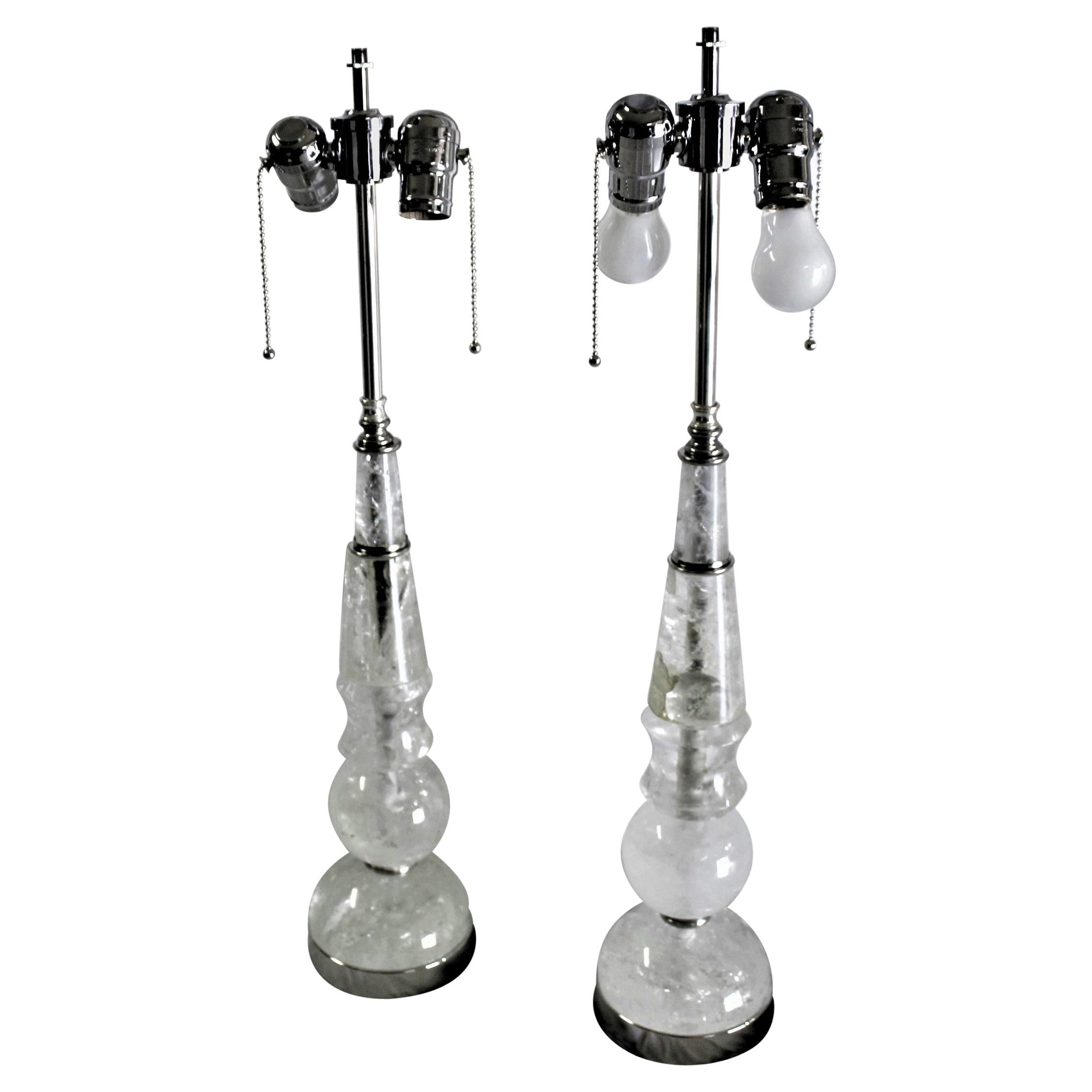 Rock Crystal Lamps Deco /Modern Design a Pair For Sale