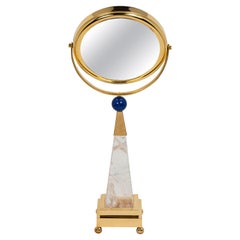 Rock Crystal, Lapis Lazuli, 24 K Gold Plated Table Mirror by Alexandre Vossion