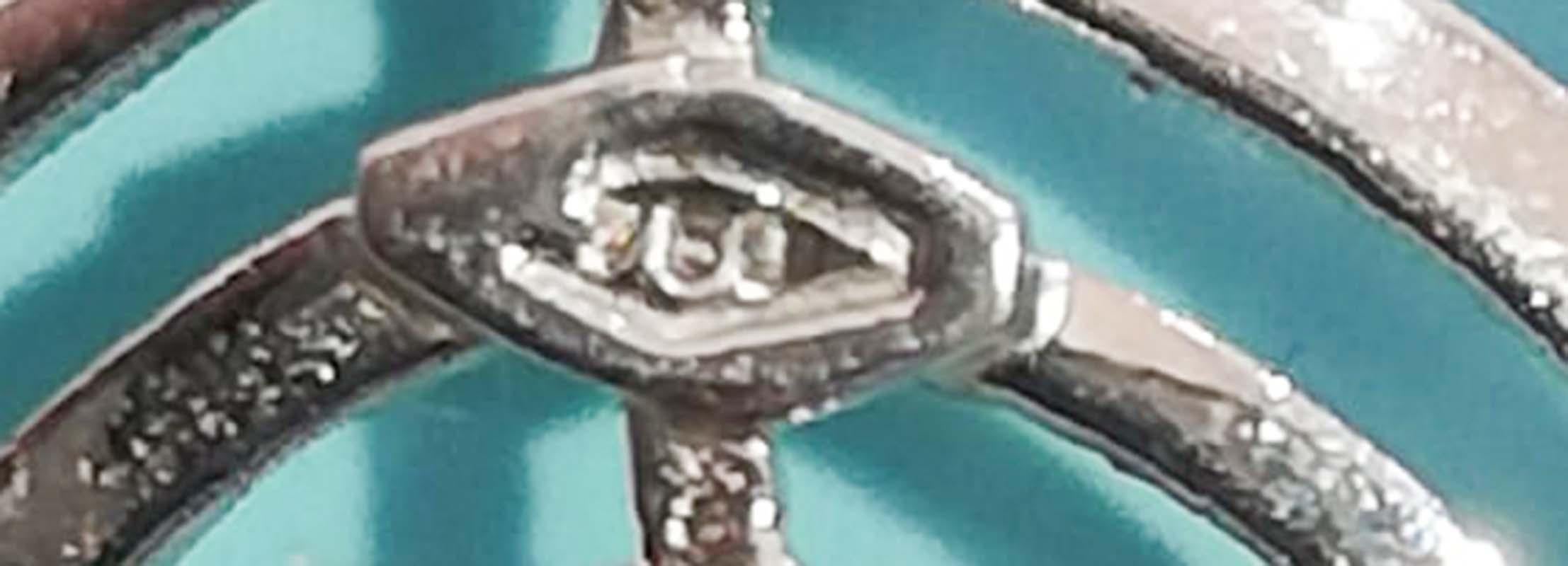 Cristallo di rocca, Lapis, Turchese, Diamanti, Pietra, Ciondolo da collo in oro bianco 18 Kt in vendita 1