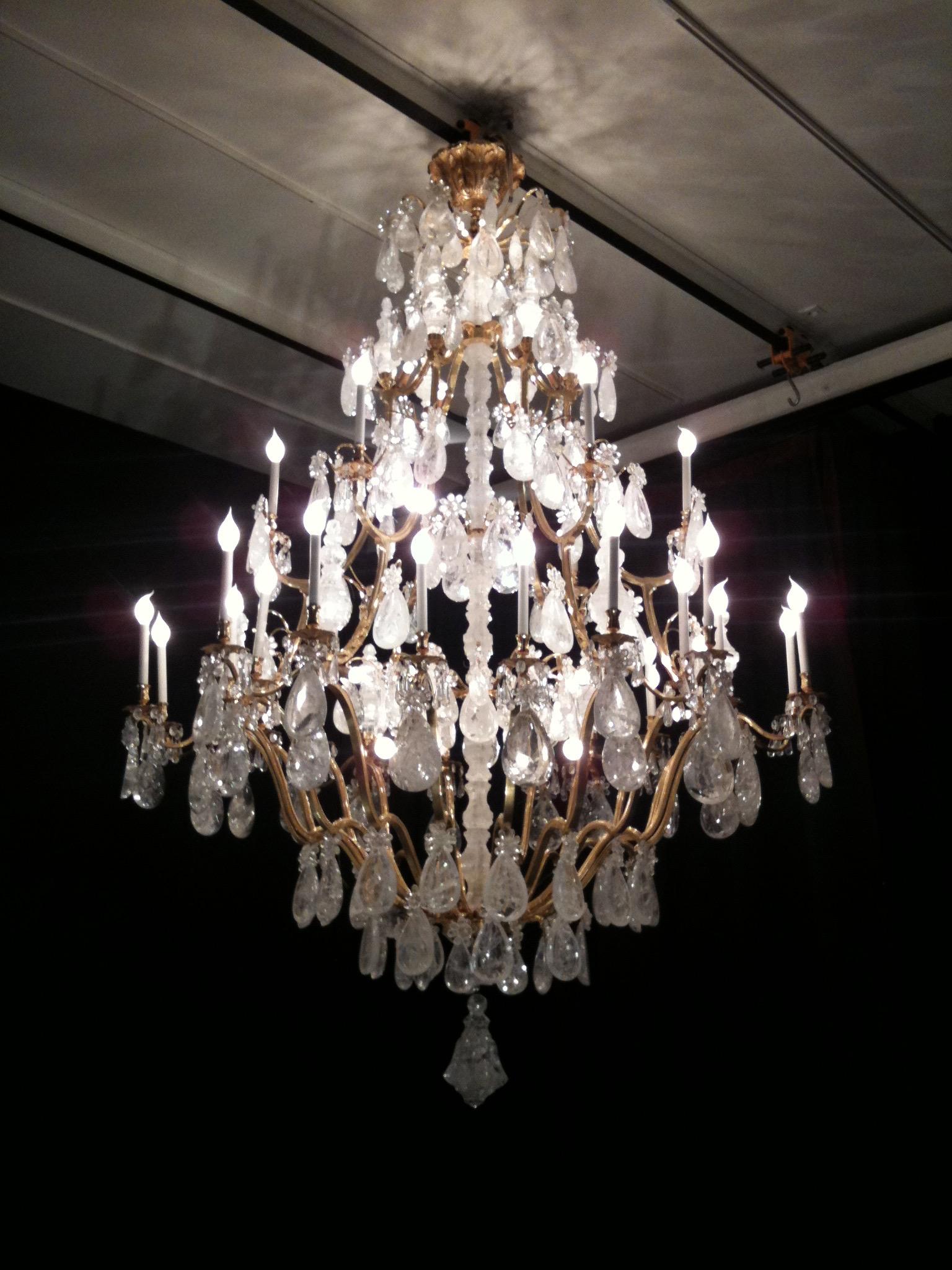 French Rock Crystal Louis the XVth Style Chandelier by Alexandre Vossion For Sale