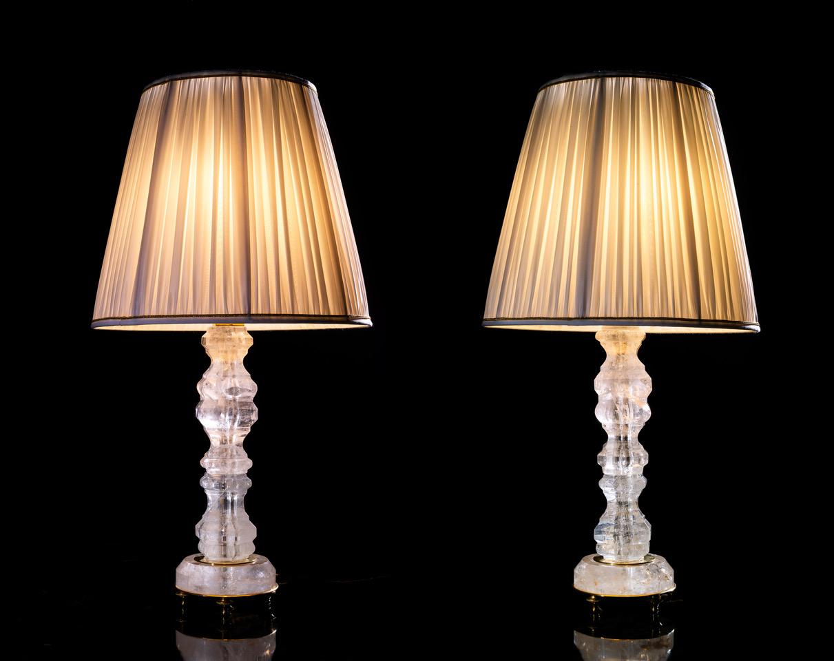Fine hand carved rock crystal lamps, made in the style of Louis the XVth.
The 