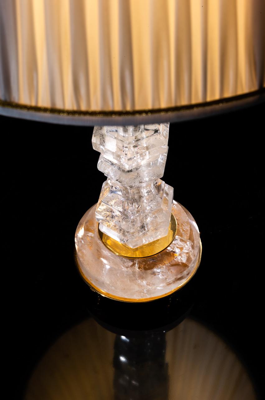French Rock Crystal Louis the XVth Style  Lamps by Alexandre Vossion