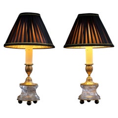Rock Crystal Louis The XVI th Style 24-Karat Ormolu Gilding Bronze Lamps