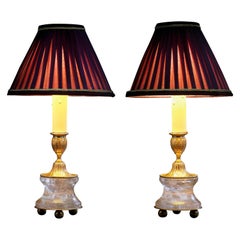 Rock Crystal Louis The XVIth Style 24K Ormolu Gilding Bronze Lamp Purple Shades