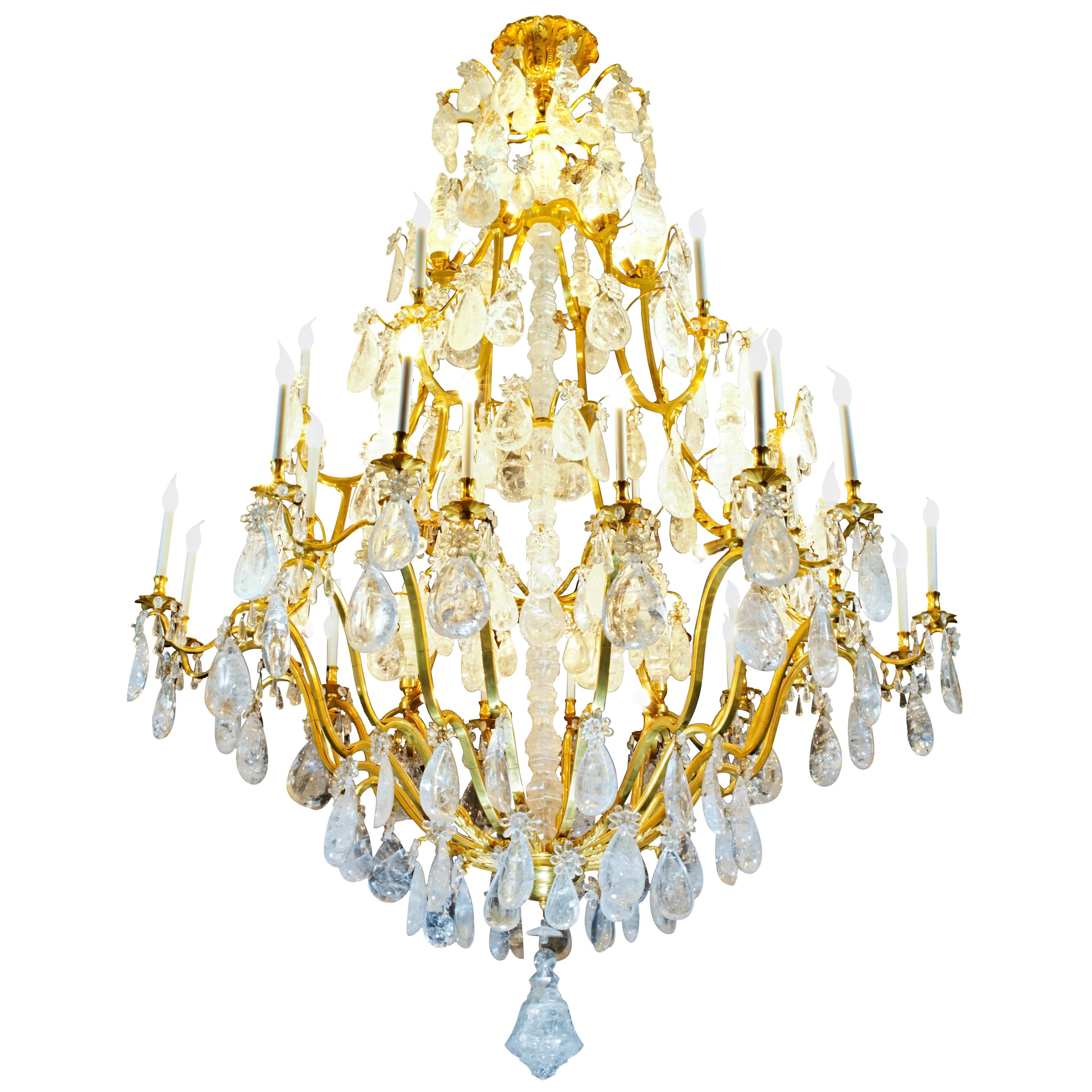 Rock Crystal Louis the XVth Style Chandelier by Alexandre Vossion For Sale