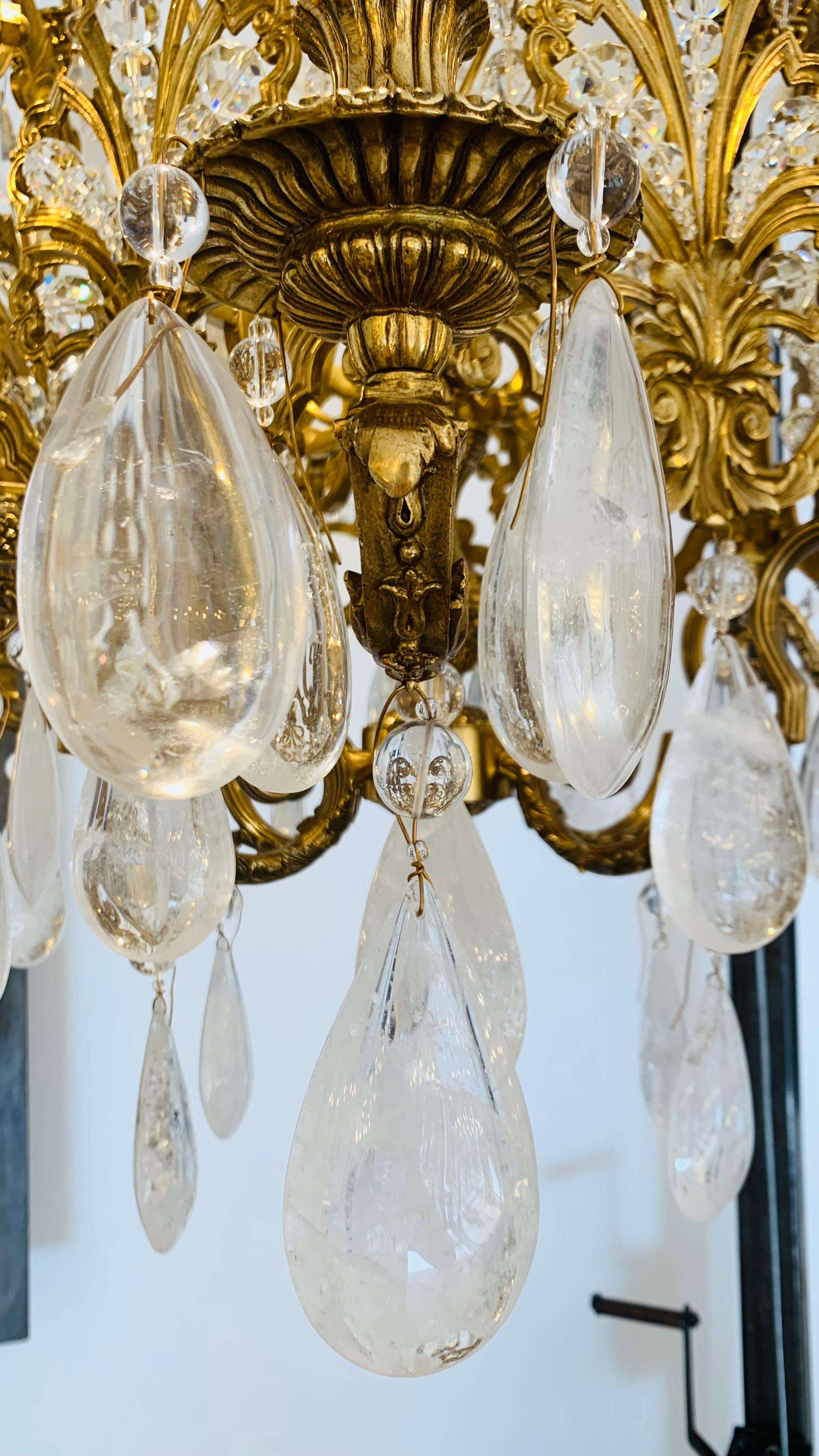 Bergkristall-Laterne Louis XIV. mit 12 Lichtern aus Bronze (Französisch) im Angebot