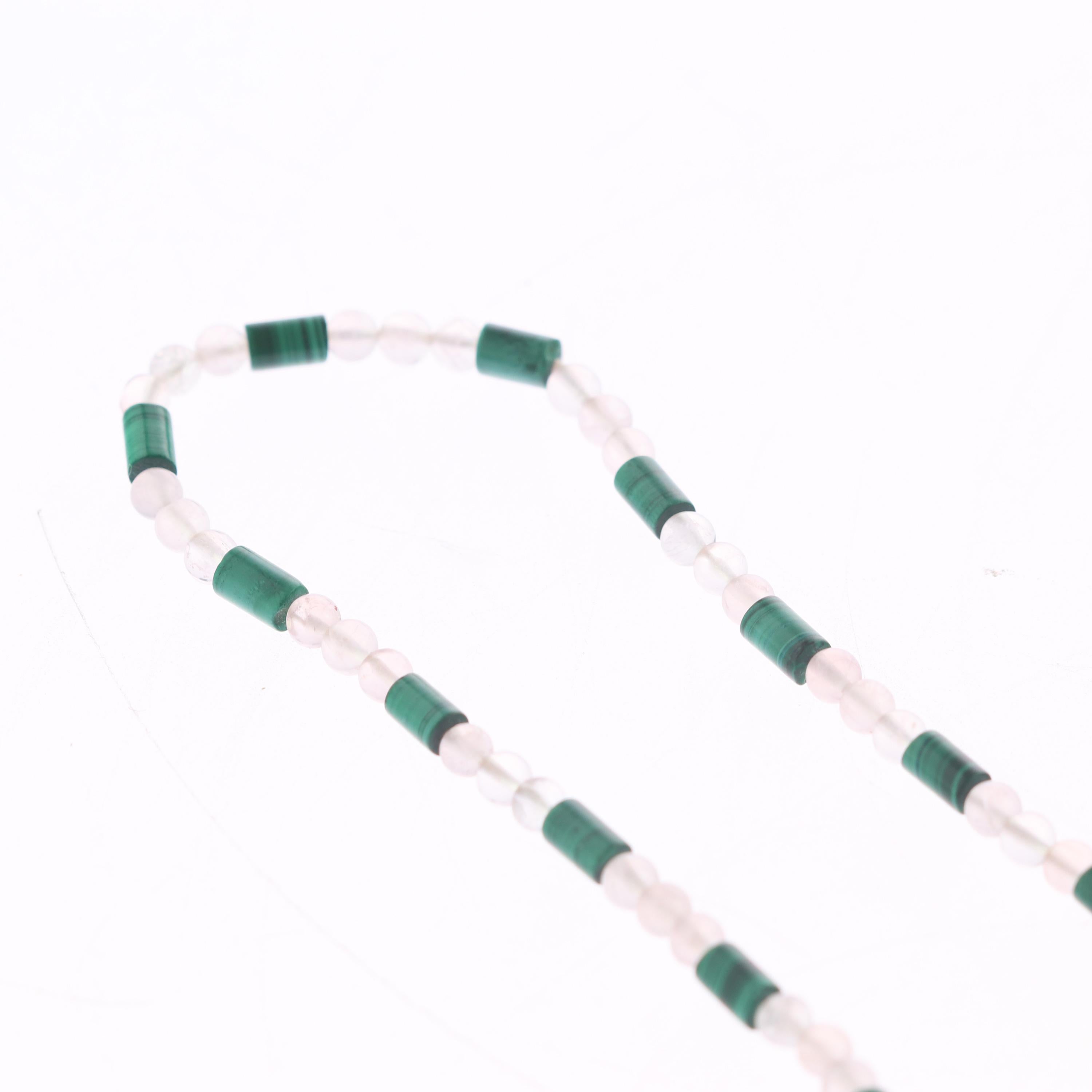 Rock Crystal Malachite Beaded String Lanyard Handmade Face Mask Holder Necklace For Sale 1