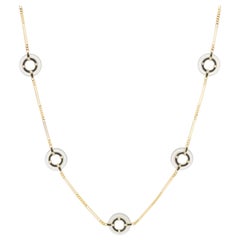 Rock Crystal, Marquise Diamond and Black Enamel Reversible Necklace in 18K