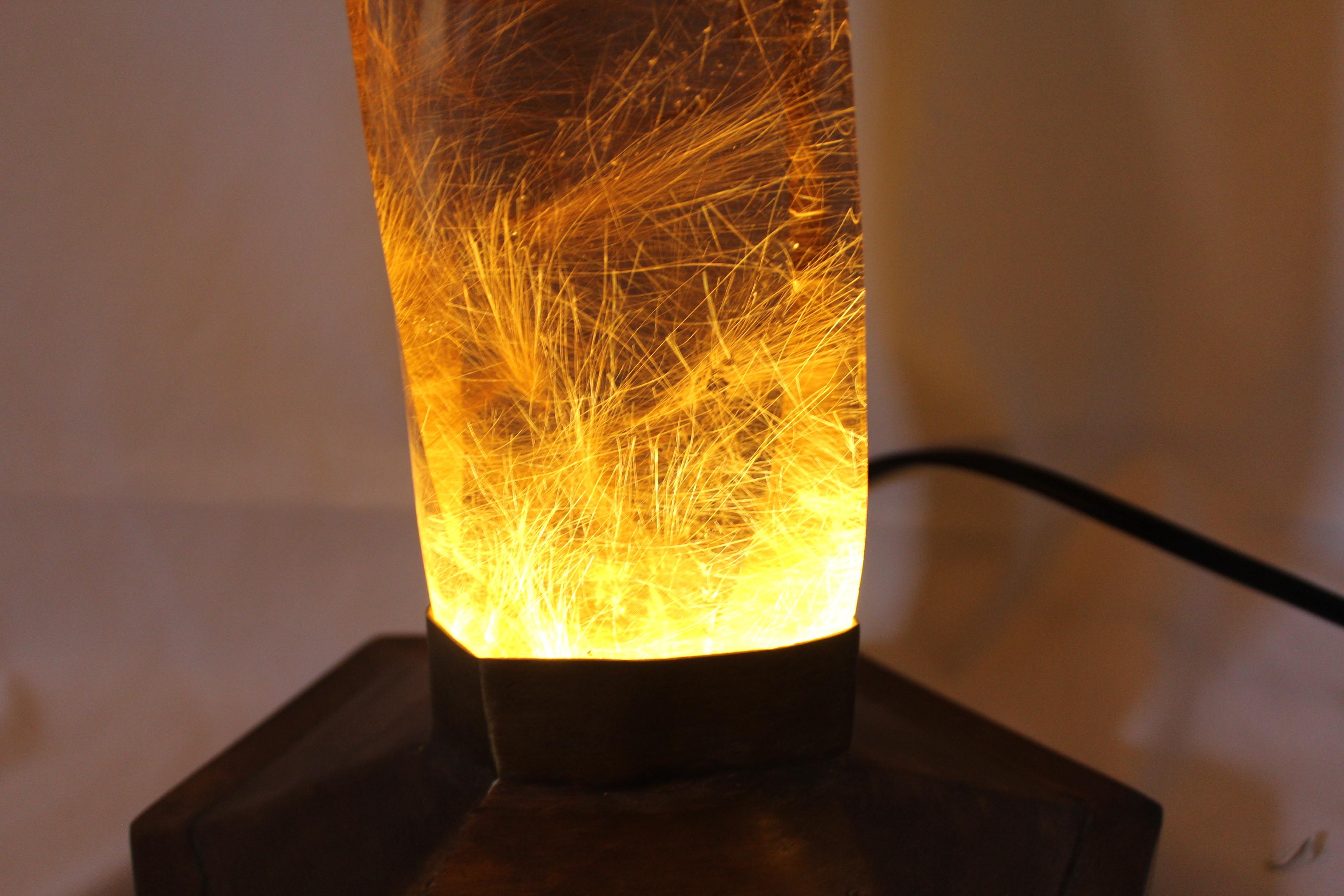 Cristallo di rocca, montata, quarzo fumé, lampada Base speciale, ottone In condizioni ottime in vendita a Los Angeles, CA