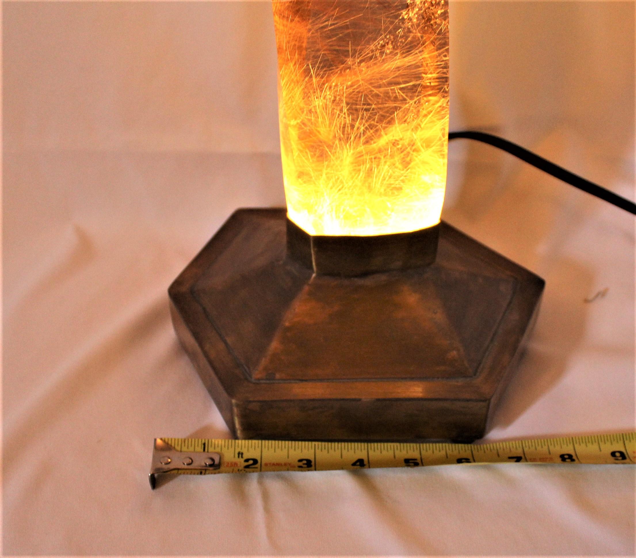Rock Crystal, Mounted, Smokey Quartz, Lamp Special Made Base, Brass In Excellent Condition For Sale In Los Angeles, CA