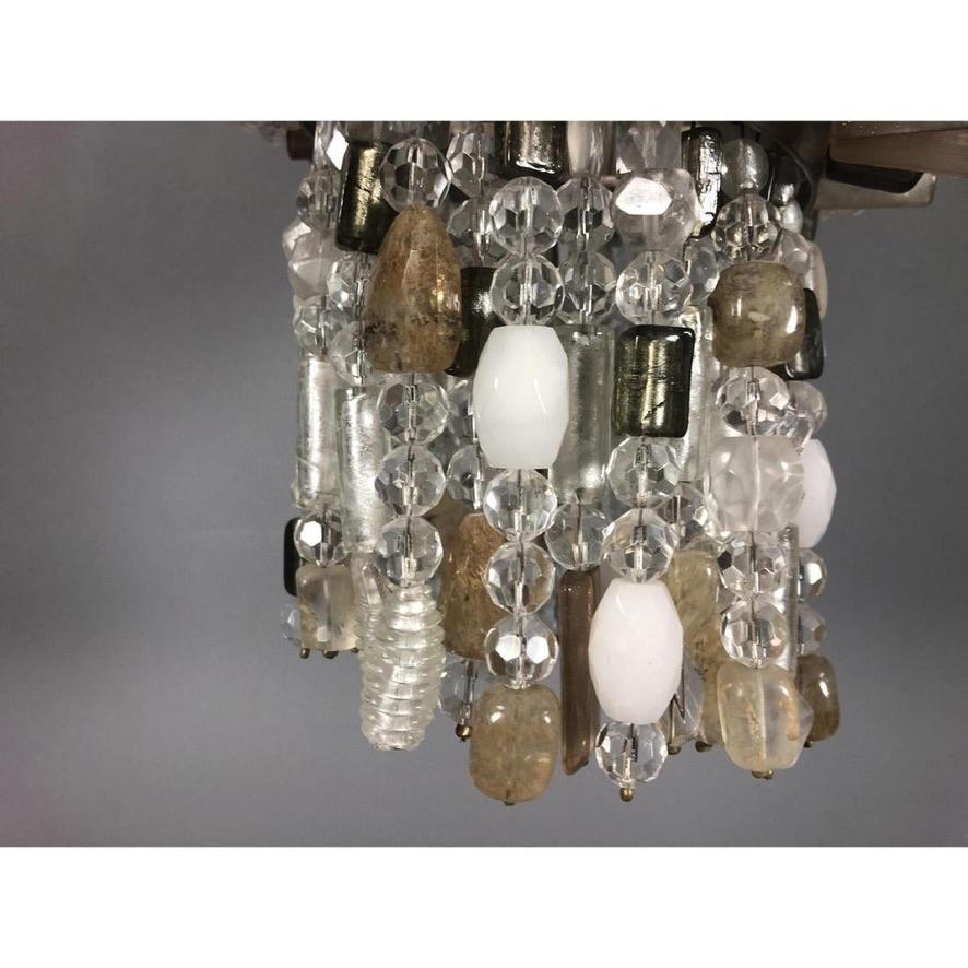 Rock Crystal Murano Glass Bead Chandelier Thomas Fuchs Boyd Lighting Lavaliere In Good Condition In Brooklyn, NY
