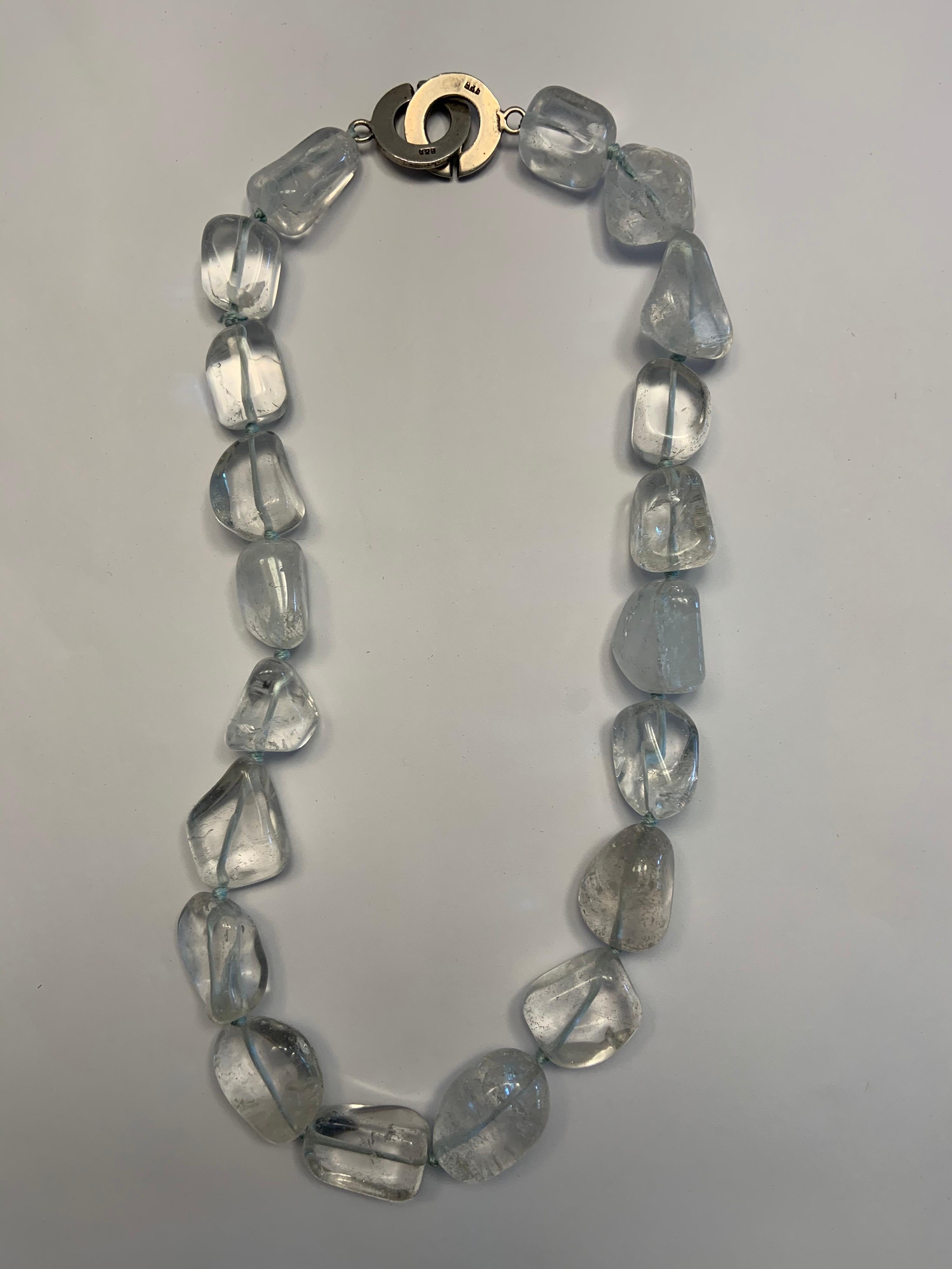 Rock Crystal Necklace with 925 Sterling Clasp For Sale at 1stDibs