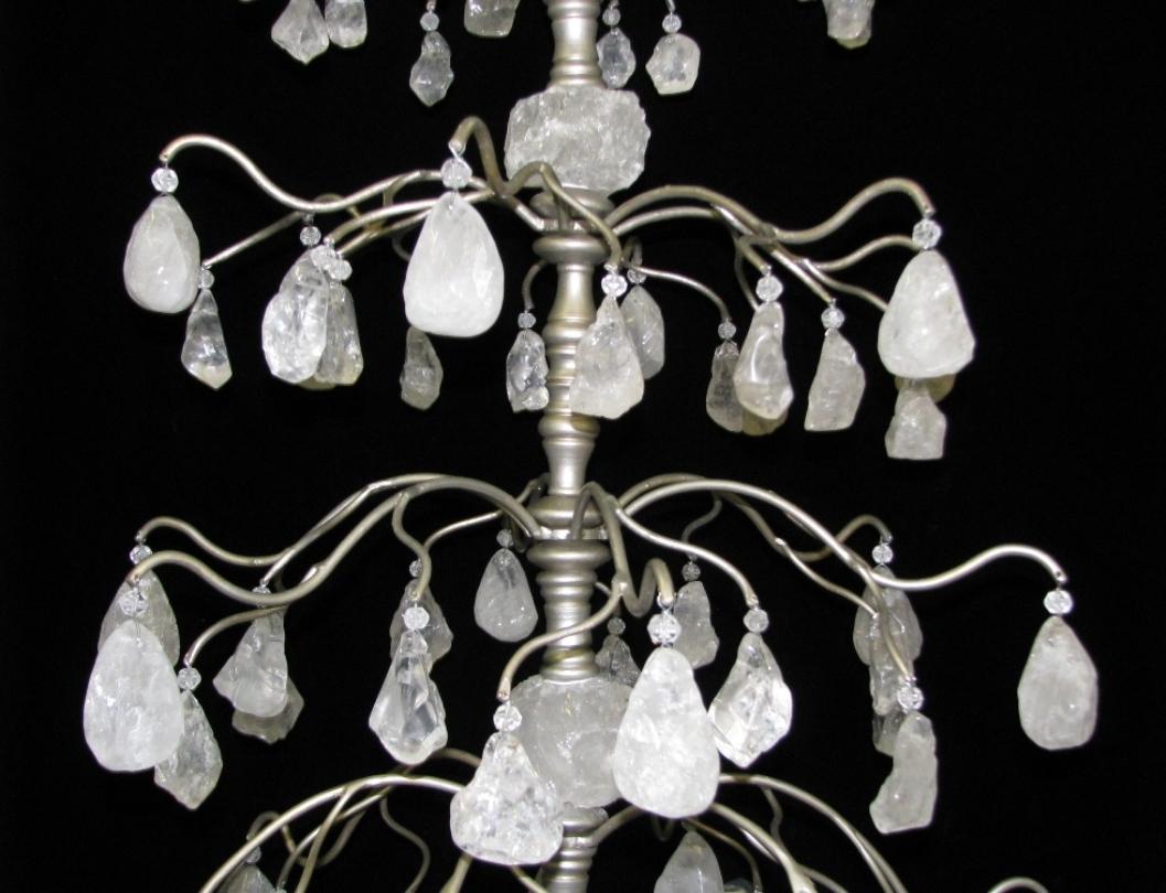 Hand-Crafted Rock Crystal Nugget Chandelier , 6 Lights For Sale