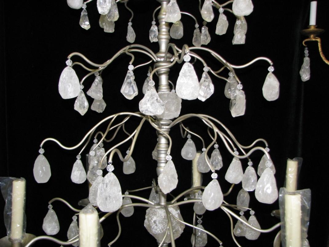 Rock Crystal Nugget Chandelier , 6 Lights In Excellent Condition For Sale In Cypress, CA