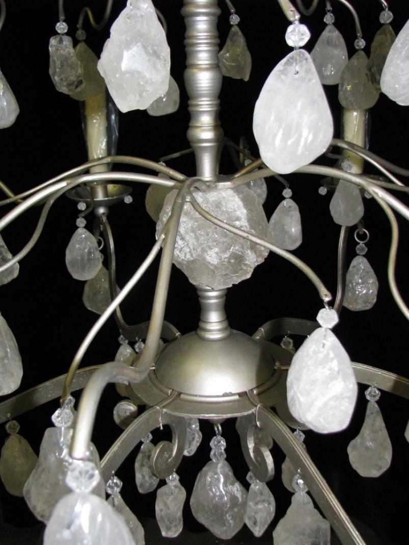 Contemporary Rock Crystal Nugget Chandelier , 6 Lights For Sale