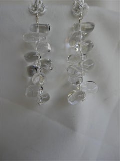 Rock Crystal Nuggets 925 Sterling Silver Cubic Zirconia Post Earrings