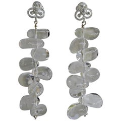 Rock Crystal Nuggets 925 Sterling Silver Cubic Zirconia Post Earrings