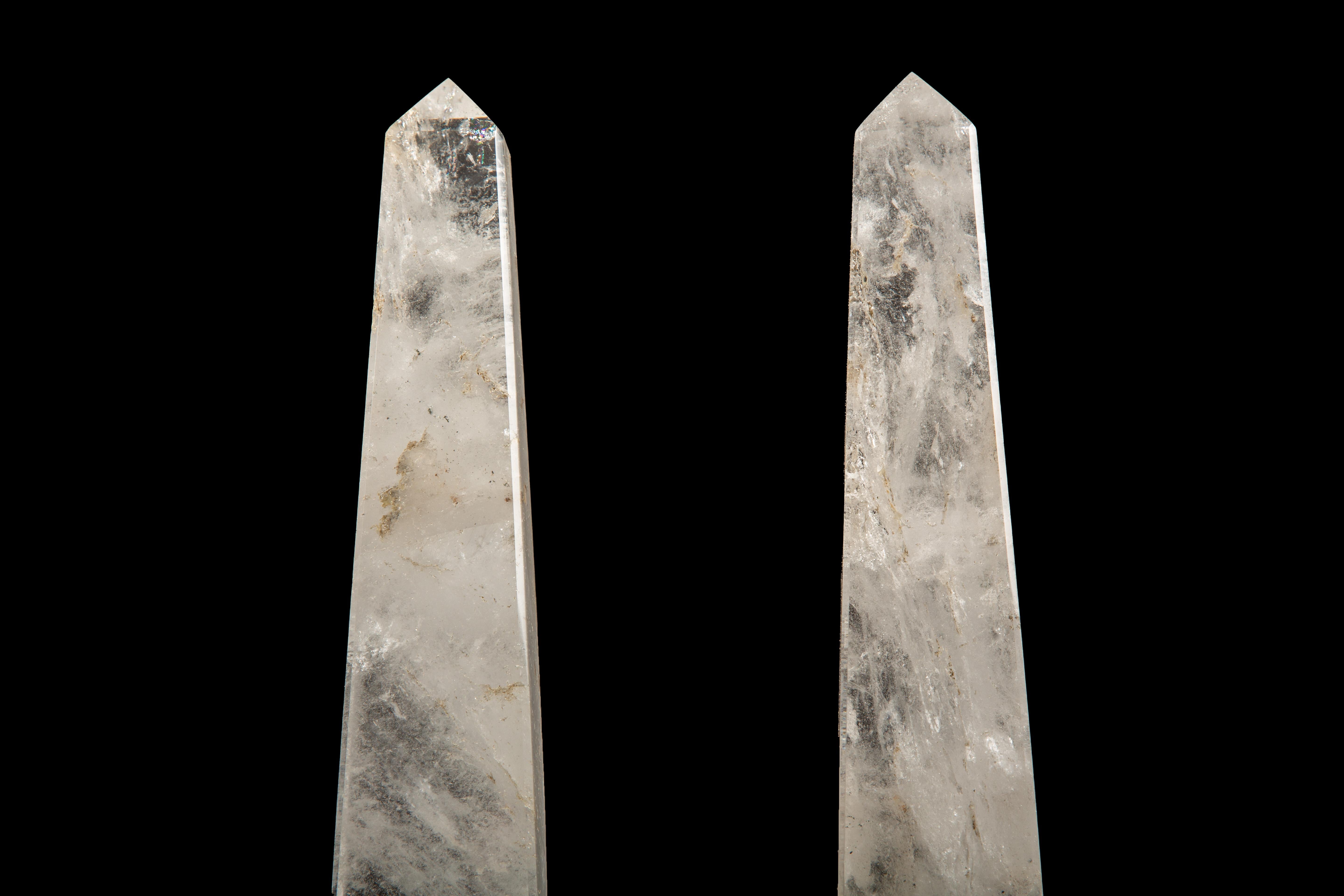 Obélisque en cristal de roche, paire de 10,5 pouces Neuf - En vente à New York, NY