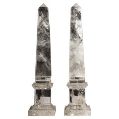 Rock Crystal Obelisk, 11.25" Pair