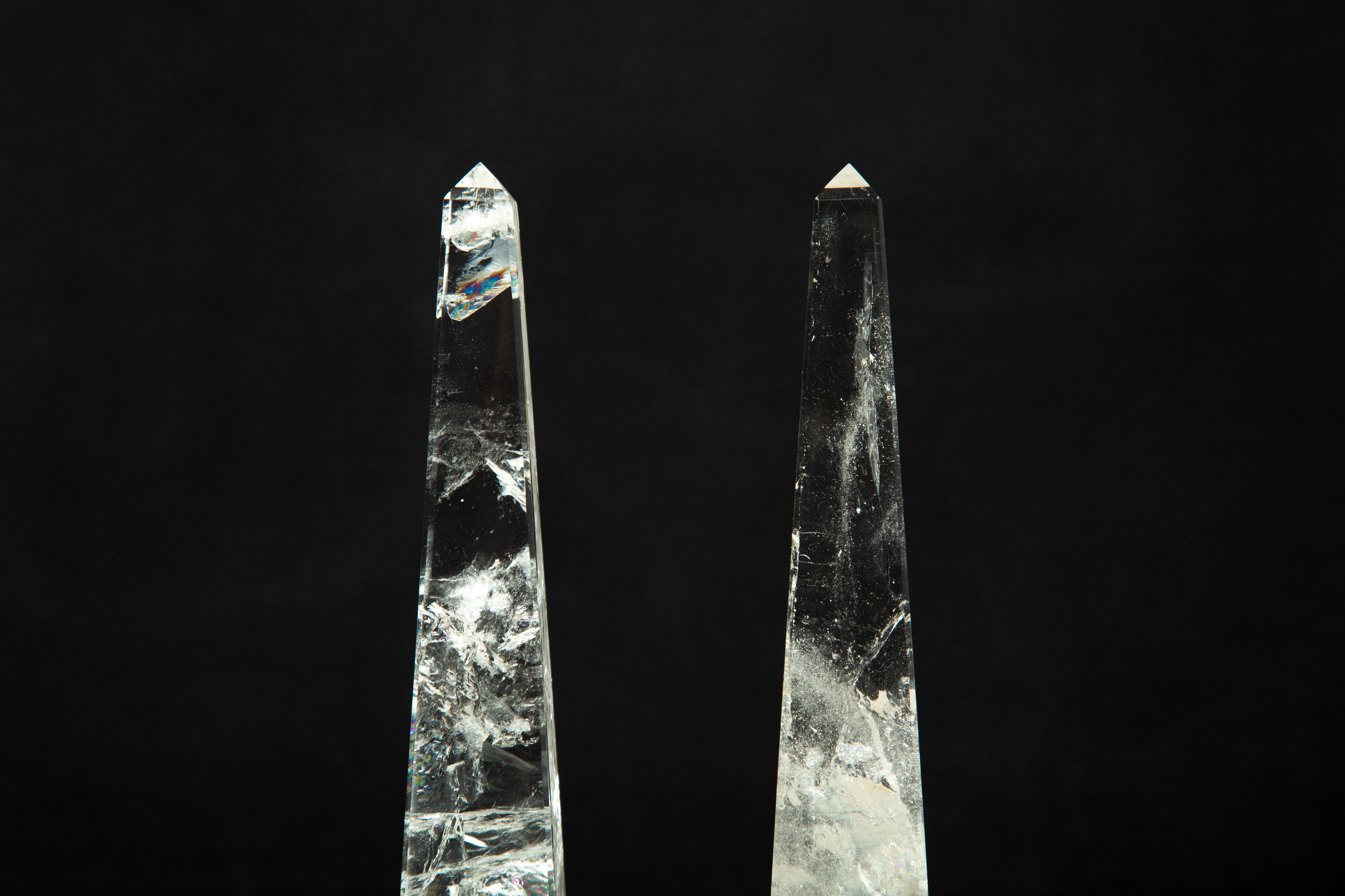 Contemporary Rock Crystal Obelisk, Pair