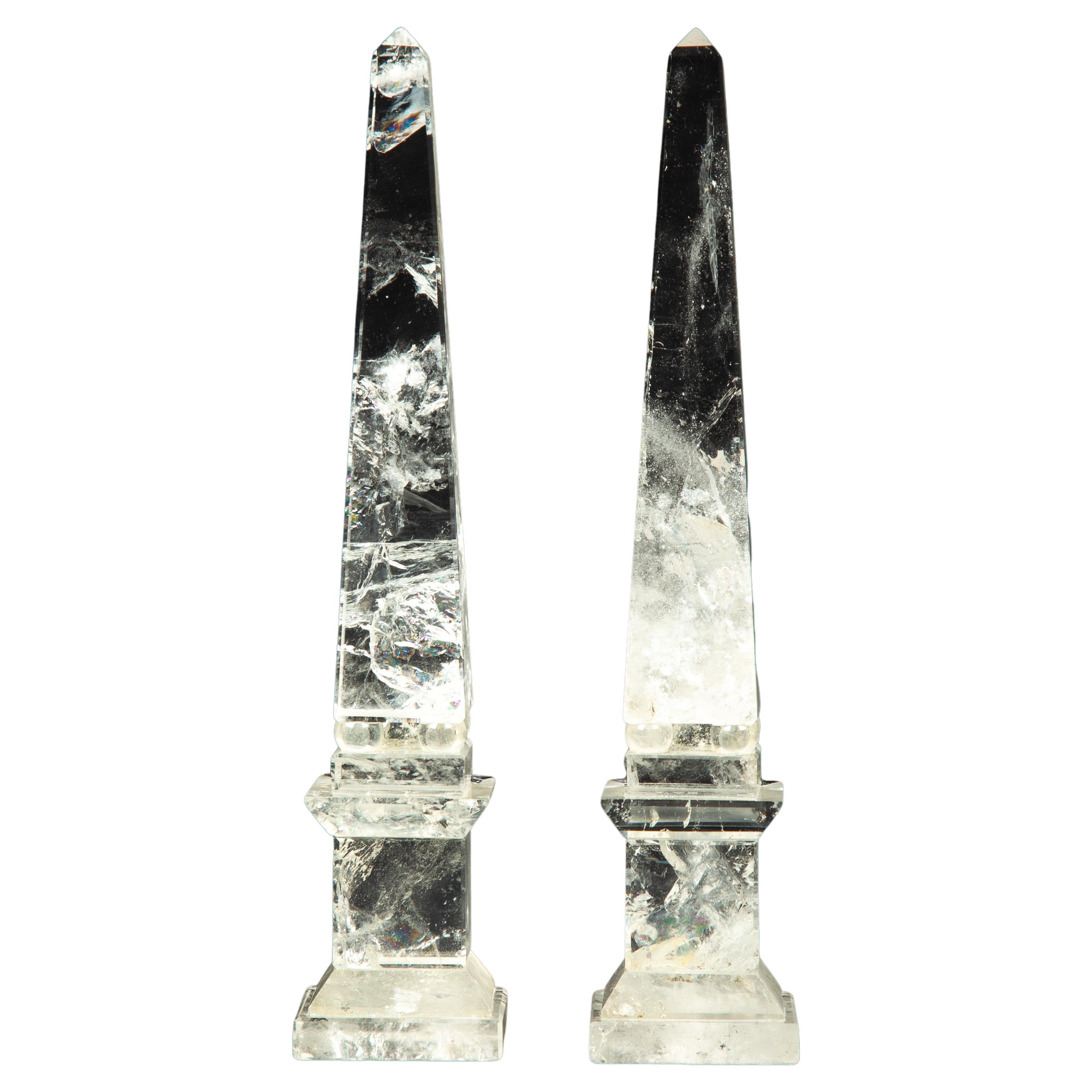 Rock Crystal Obelisk, Pair