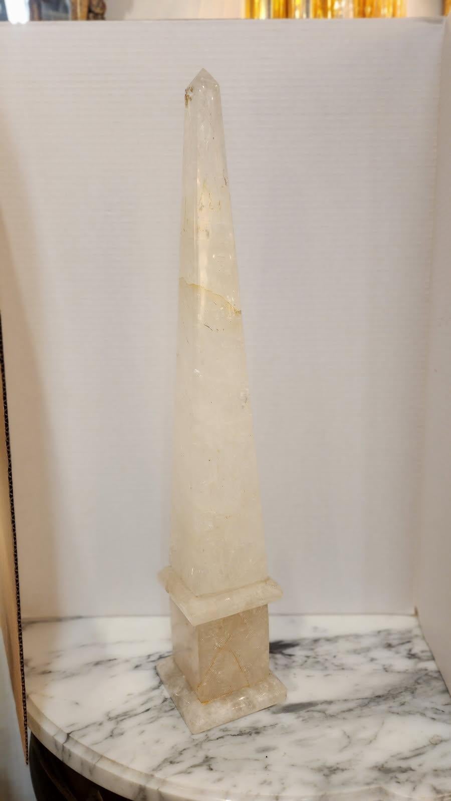 Carved Rock Crystal Obelisk For Sale
