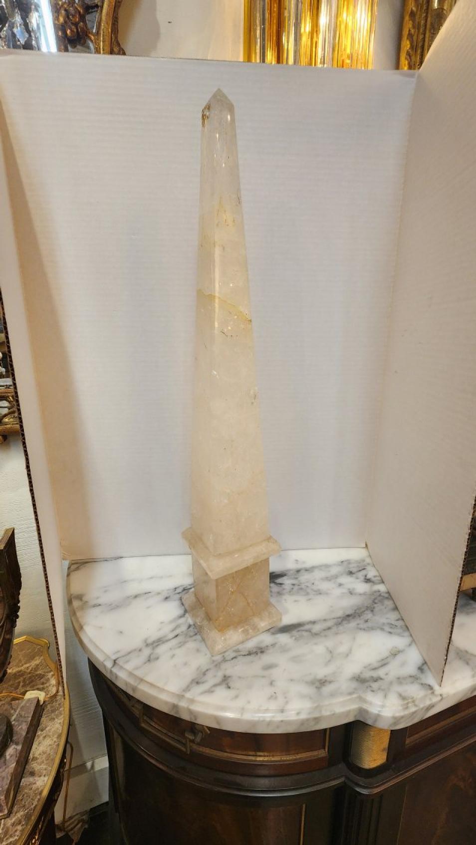 Rock Crystal Obelisk In Fair Condition For Sale In Dallas, TX