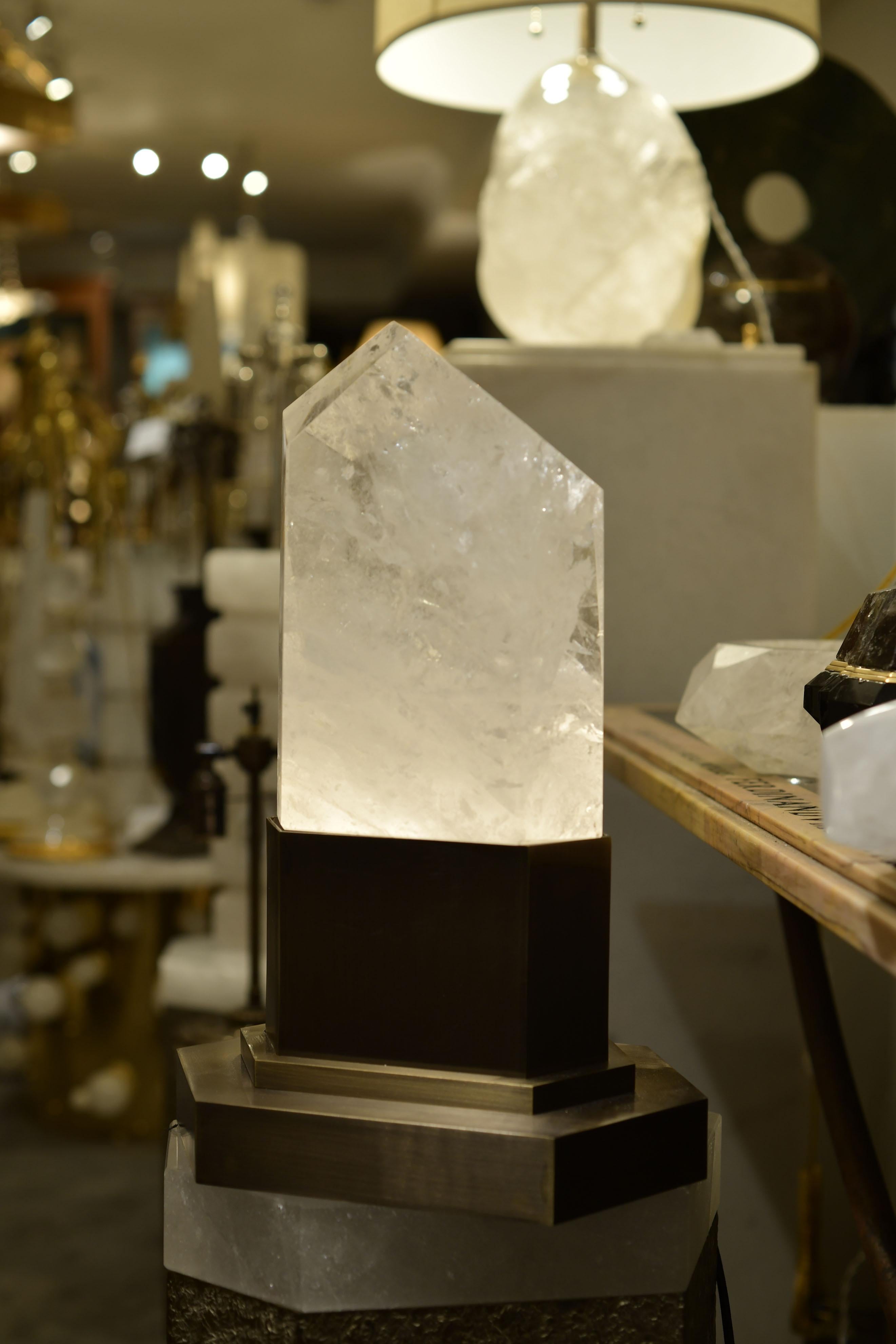 Quartz Rock Crystal Obelisk Light by Phoenix For Sale