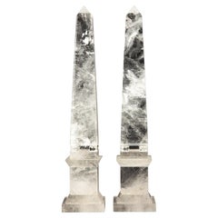 Rock Crystal Obelisk, 11.5" Pair