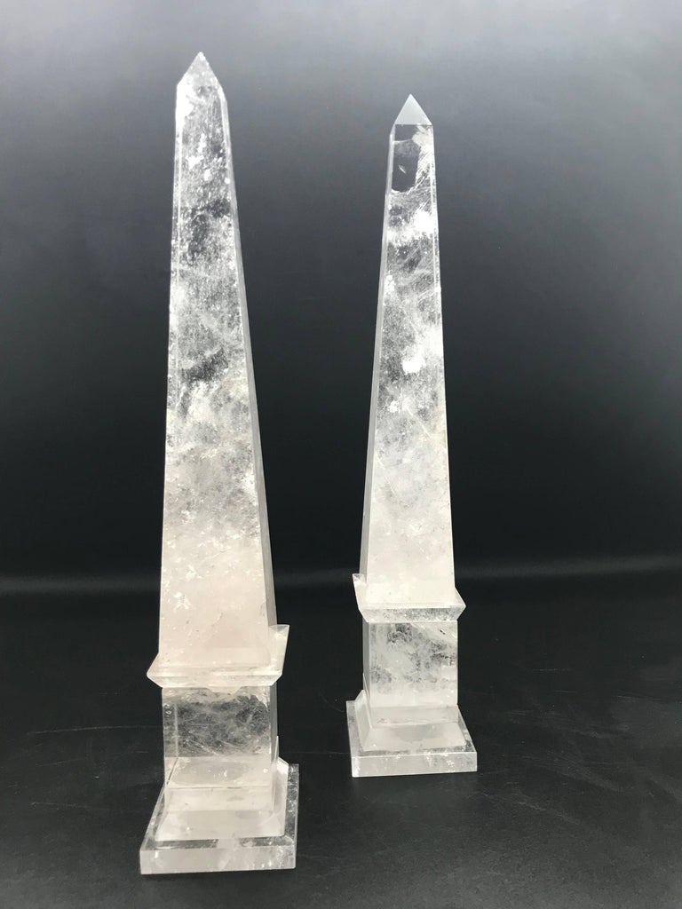 Rock Crystal Obelisks from Brazil in the Neoclassical Grand Tour Style, a Pair at 1stDibs