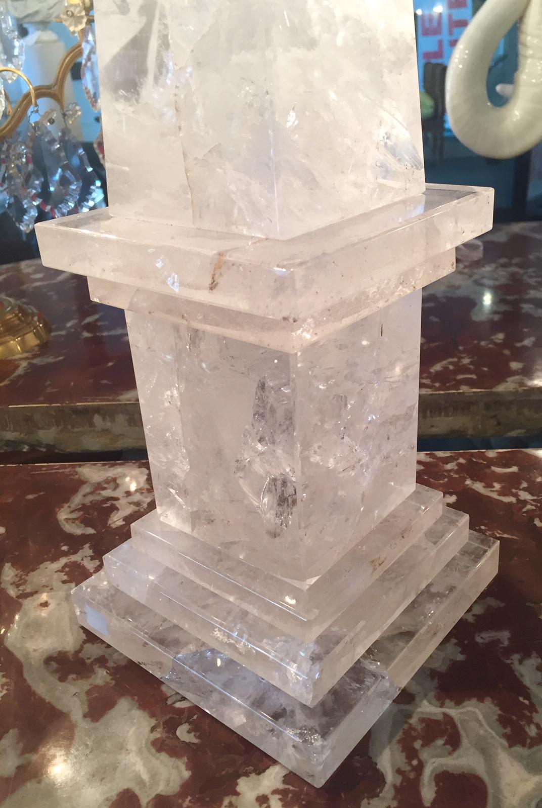 Rock Crystal Obelisks, Pair, French  For Sale 3