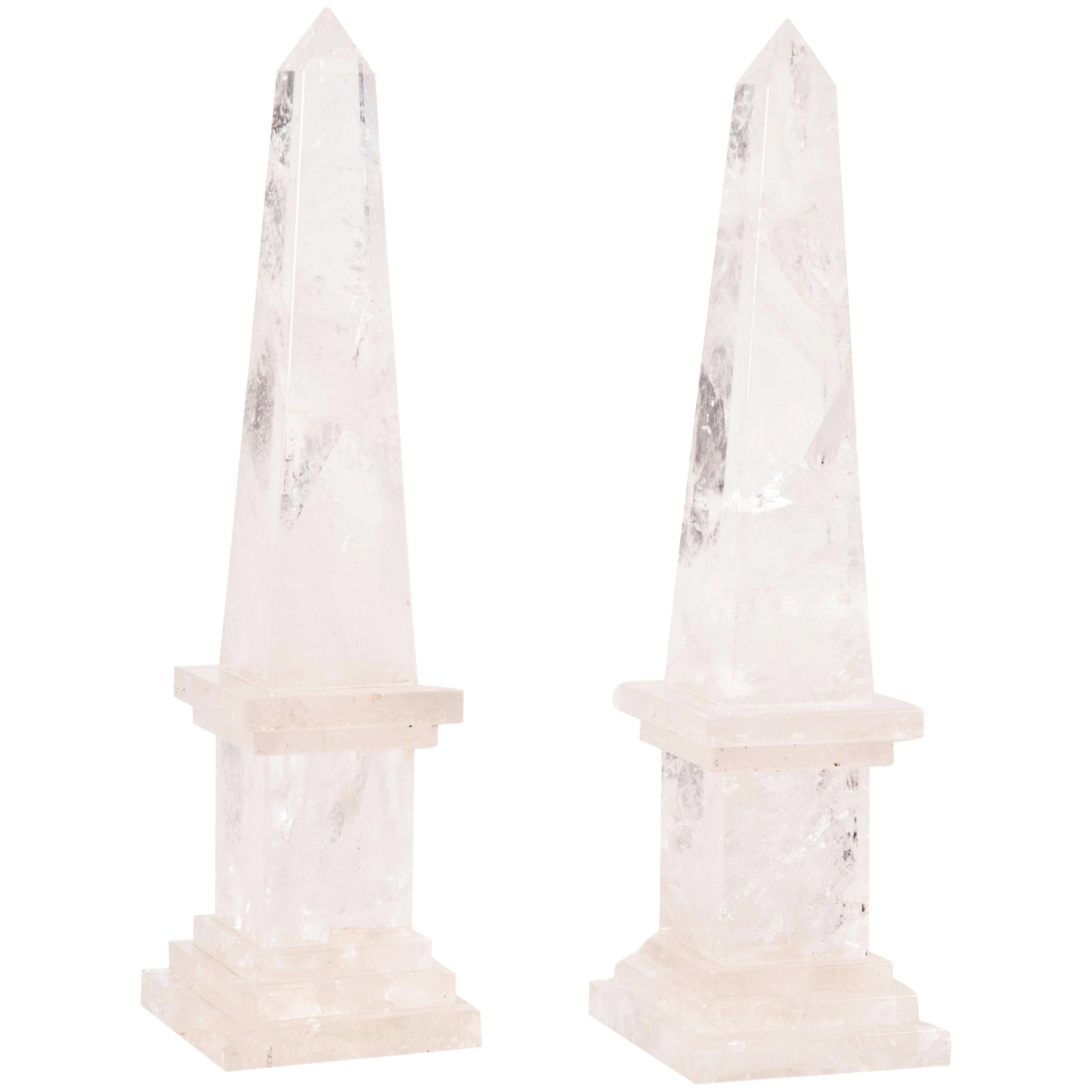 Paire d'obélisques en cristal de roche, français 