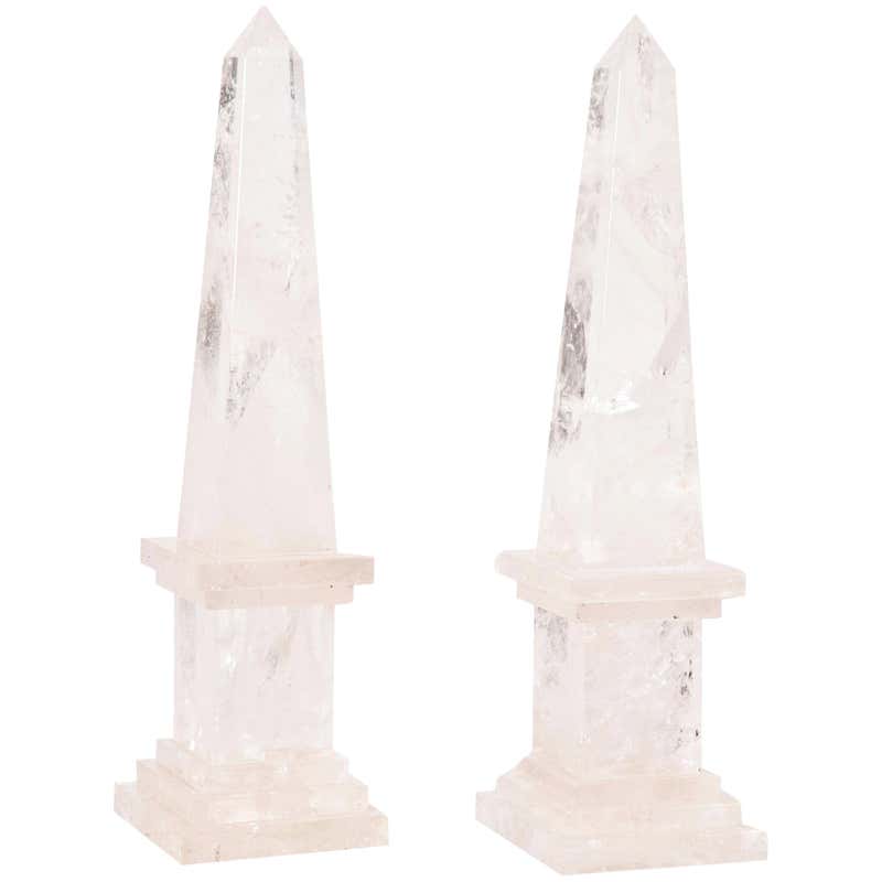 Handsome Set of 4 Rock Crystal Columns On Lapiz Bases at 1stDibs