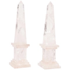 Rock Crystal Obelisks, Pair, French 