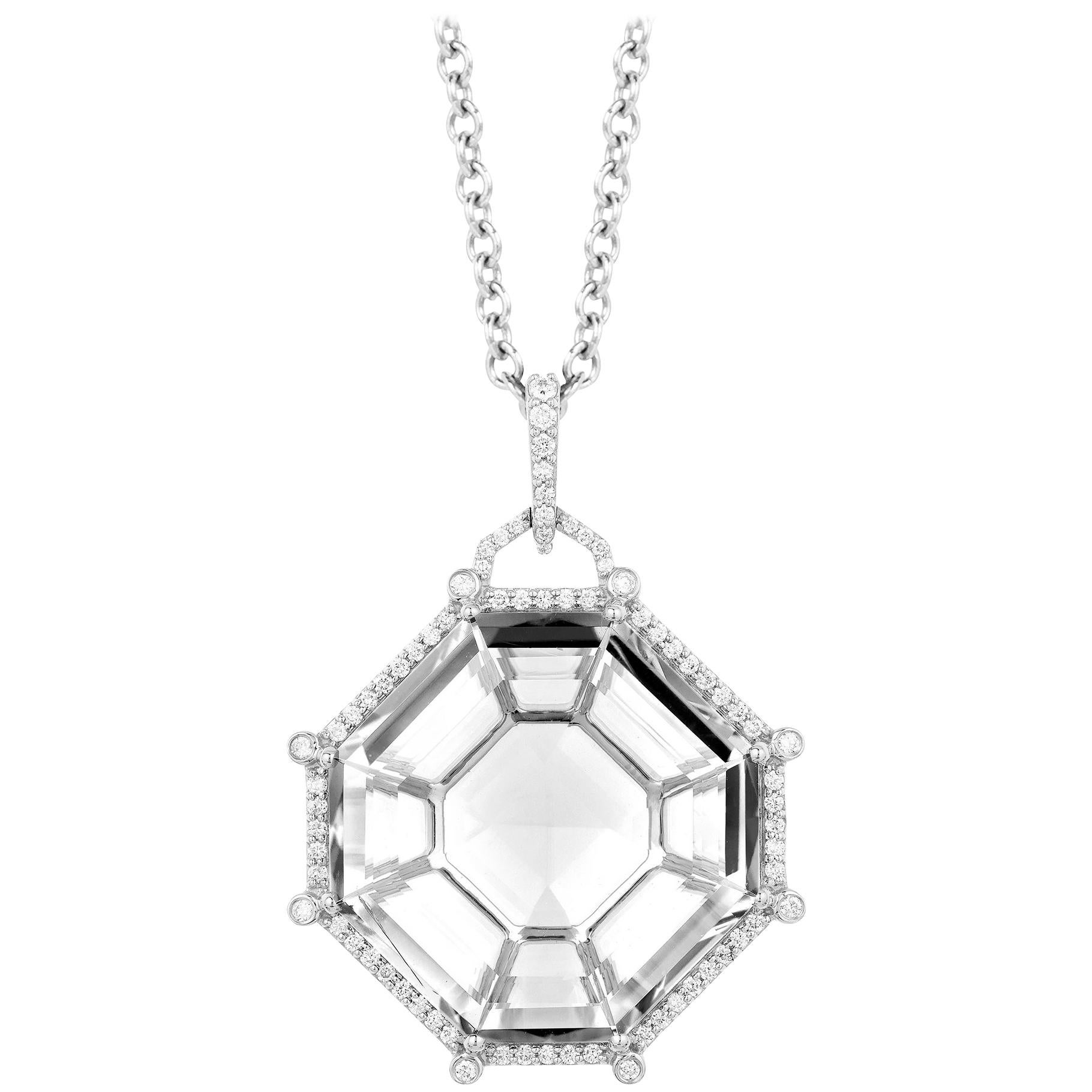 Goshwara Octagon Rock Crystal And Diamond Pendant