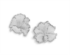 Rock Crystal Orchid Earrings in 18K White Gold by Andre Marcha