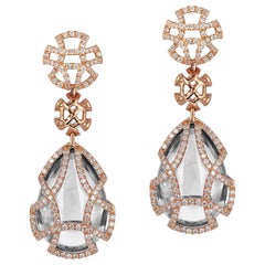 Goshwara Pear Shape Rock Crystal And Diamond Earrings