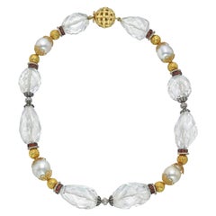 Rock Crystal, Pearl & Gem-Set Bead Necklace