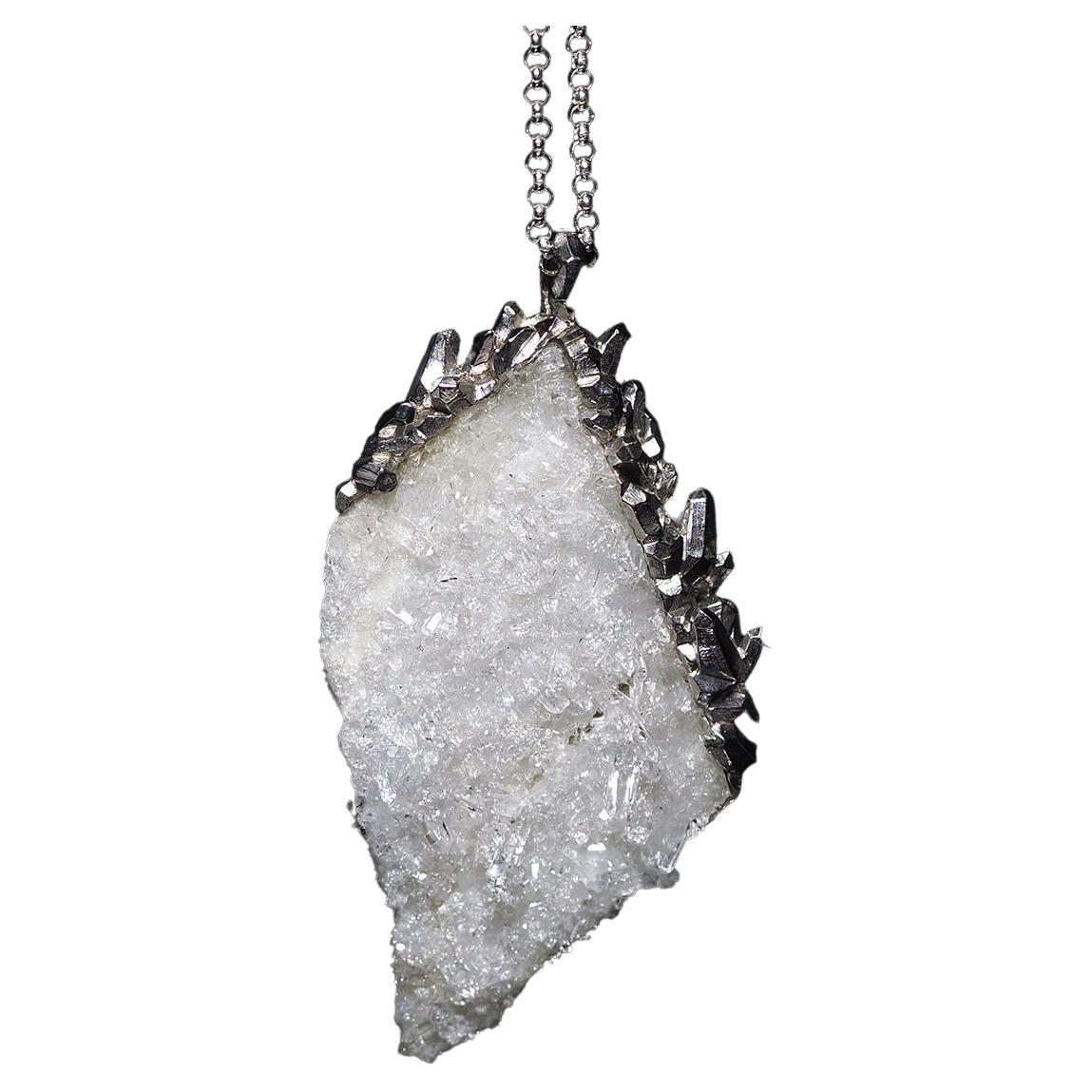 Rock Crystal Pendant Raw Gemstone Crystal Natural Specimen Necklace Gems