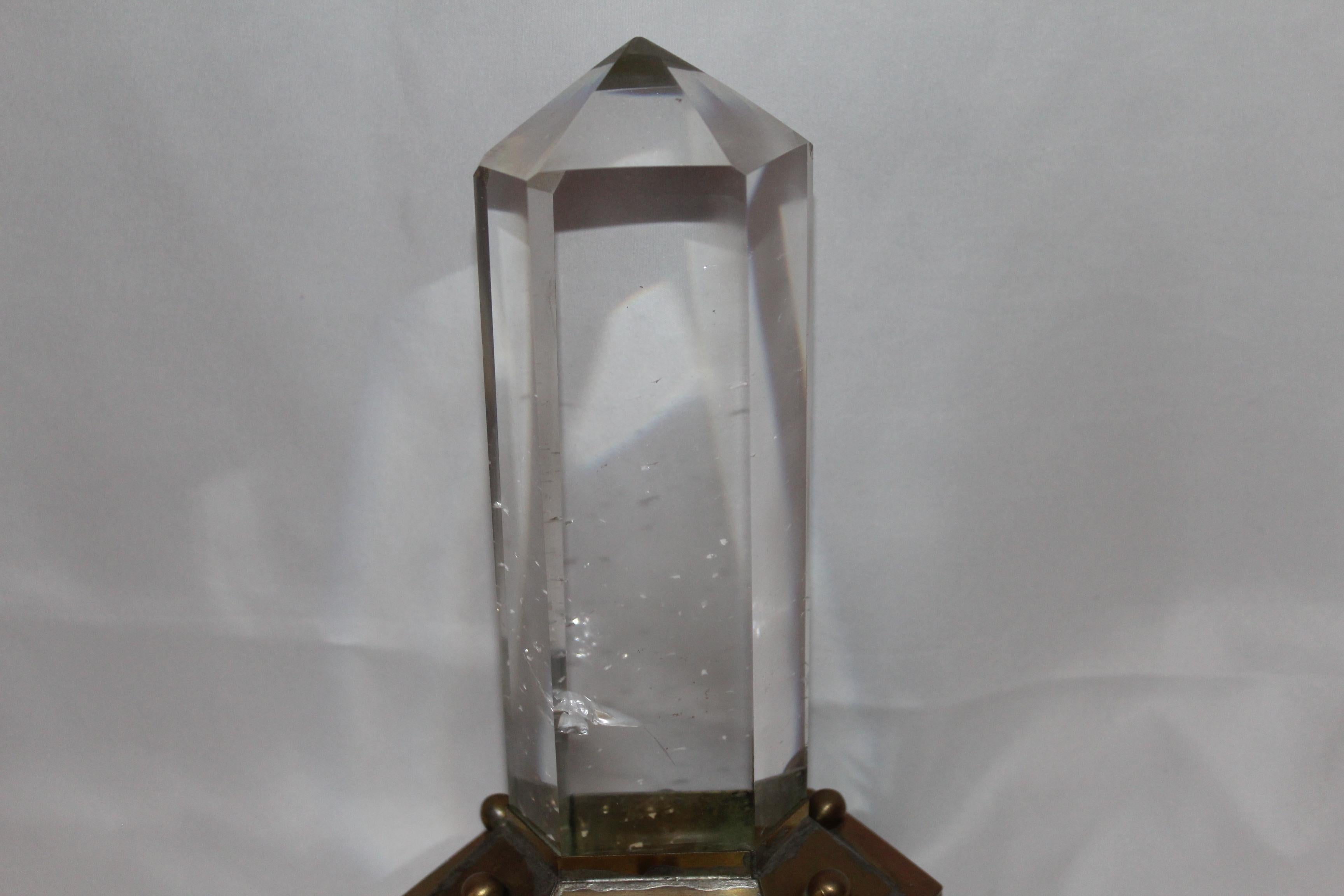 Late 20th Century Rock Crystal Point , % 98 Clear, Brass Base No Chips, Very Rare This Clear For Sale