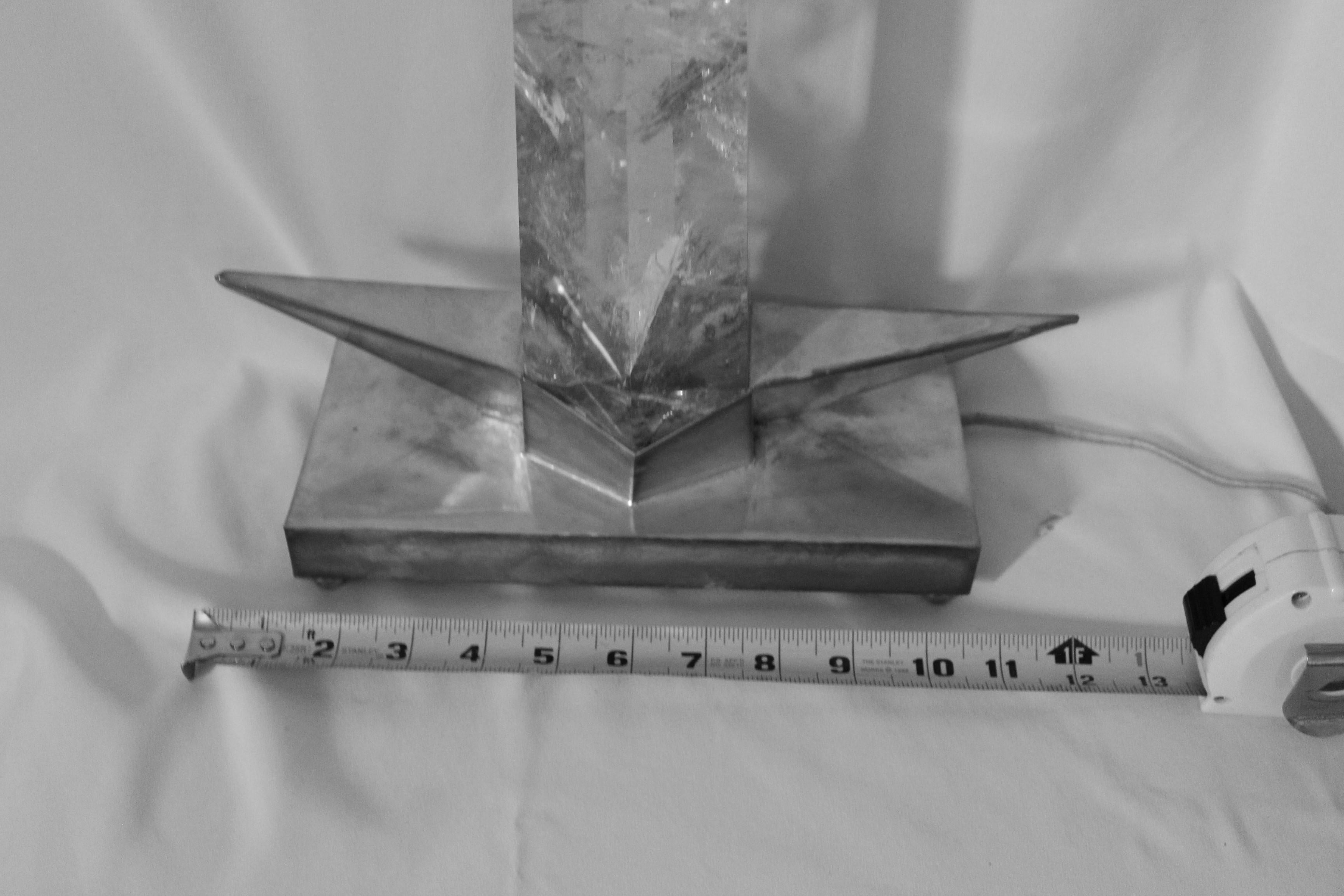 Brazilian Rock Crystal Point, Mounted in Silver Plate Base, Famous Design, Rare Stone For Sale