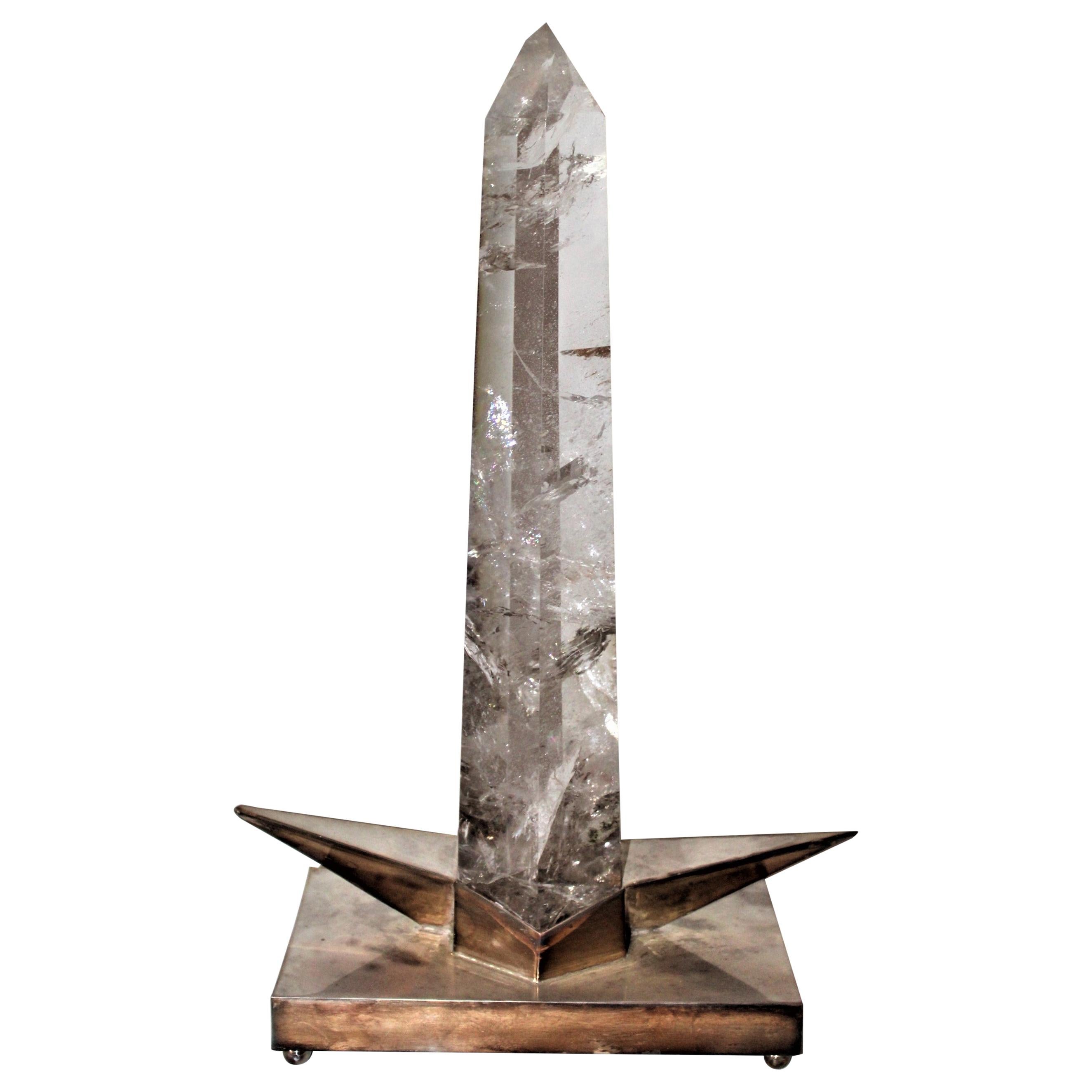 Rock Crystal Point, Mounted in Silver Plate Base, Famous Design, Rare Stone For Sale