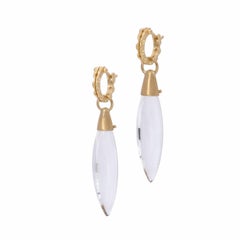 Rock Crystal Pyramid Drop Earrings in 18 Karat Gold