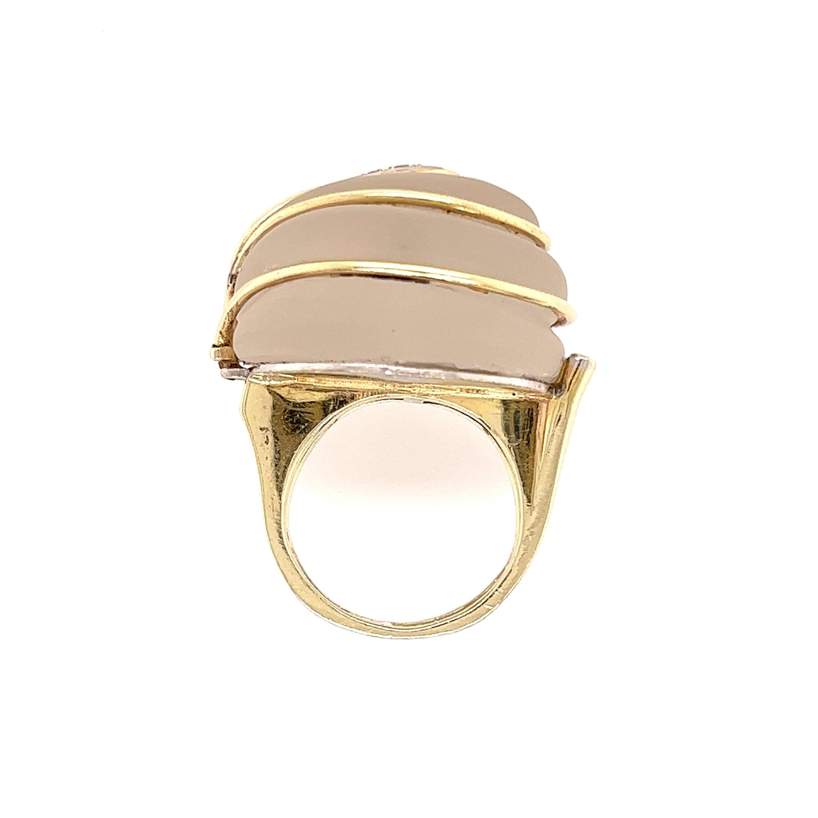 Women's Rock Crystal Quartz and Diamond Dome Gold Cocktail Ring For Sale