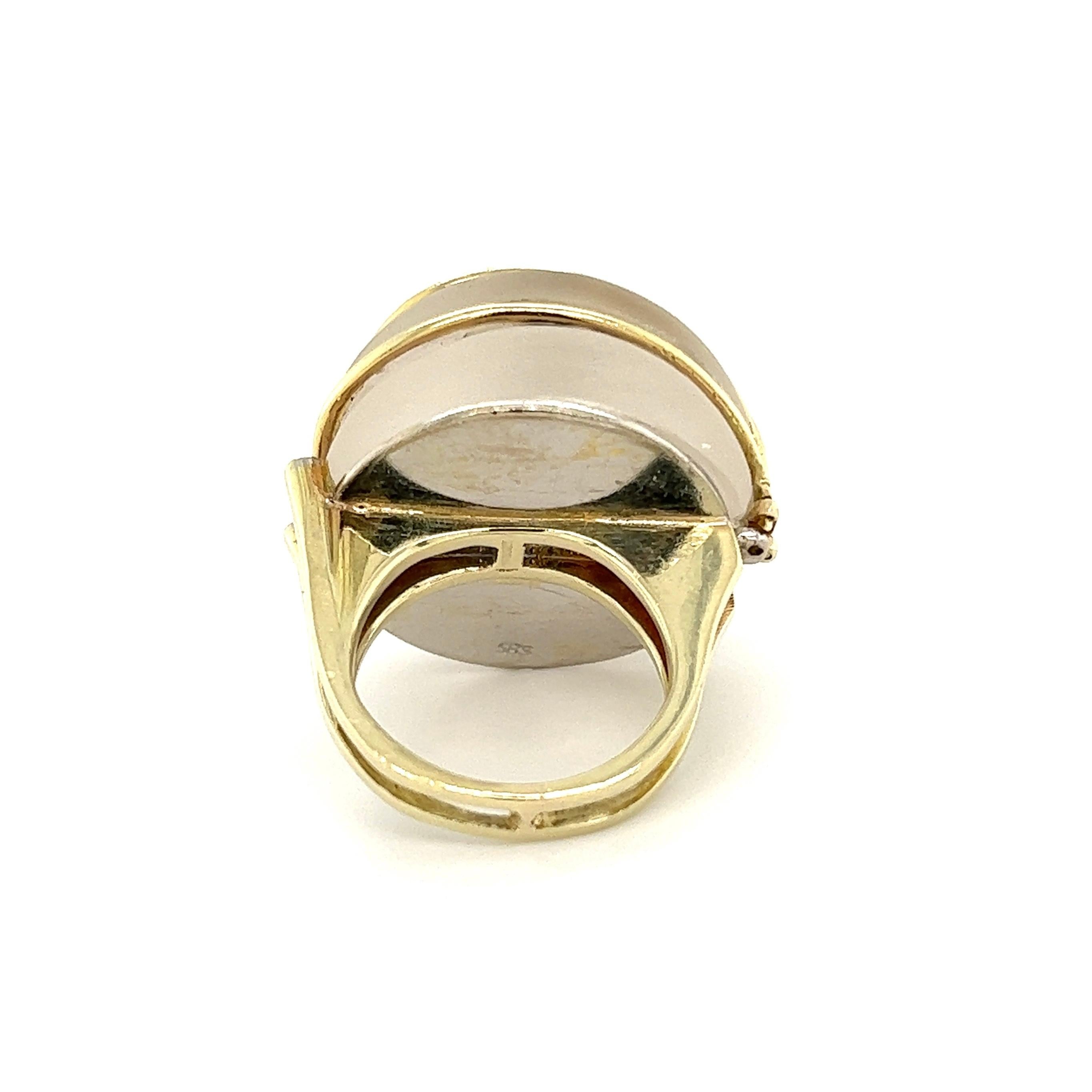 Rock Crystal Quartz and Diamond Dome Gold Cocktail Ring For Sale 2