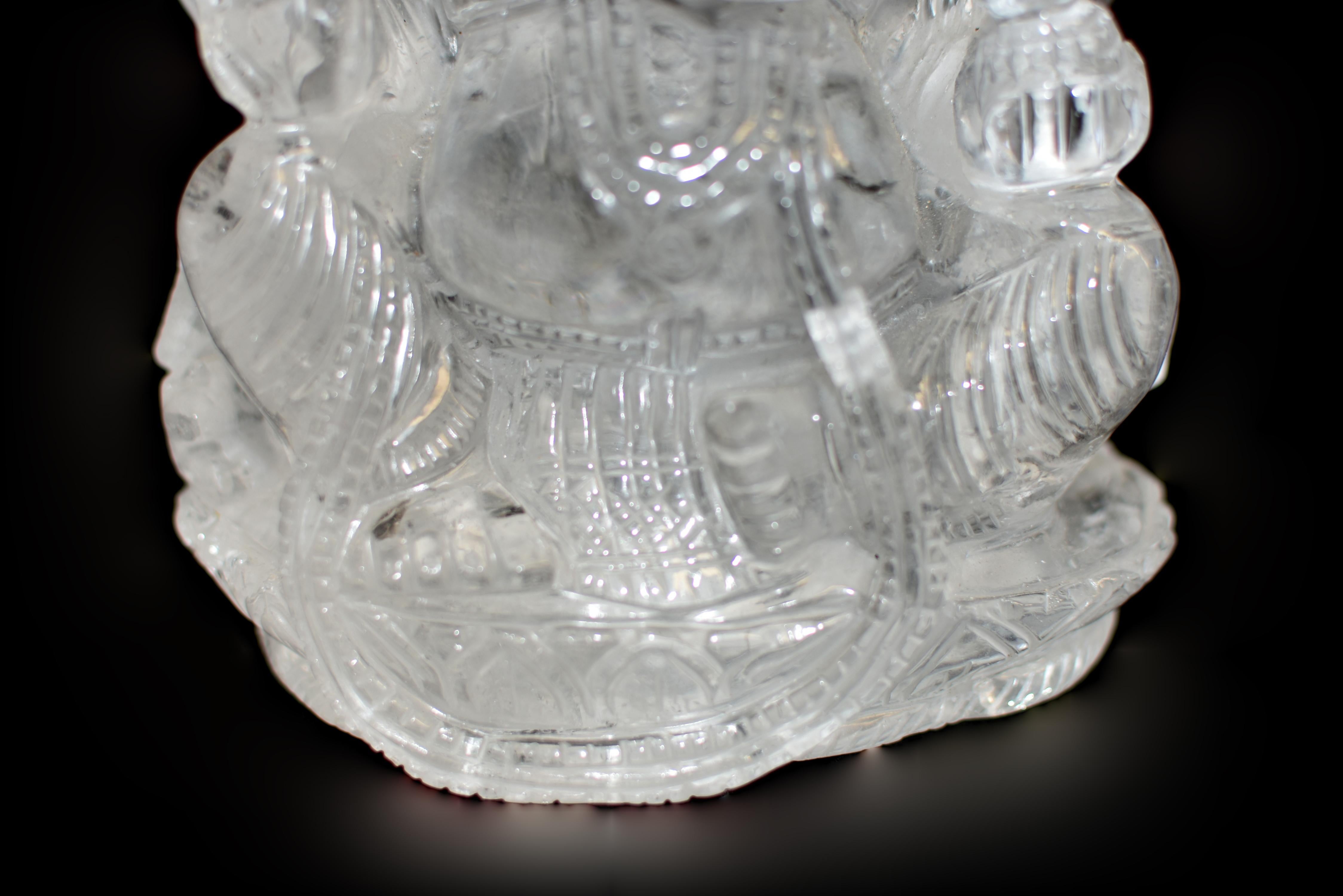Statue de Ganesh en cristal de roche et quartz 5 lb en vente 6